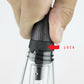 Hand adjusting mouthpiece on Puffco Peak Pro travel glass with a red left-facing arrow and "close" in red font