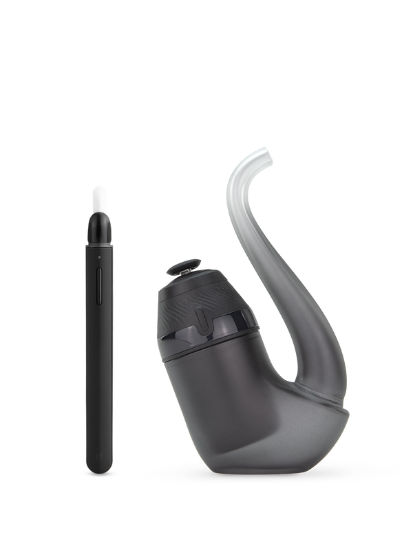 Puffco Proxy dab pipe kit with curved glass stem beside the Hot Knife dab tool