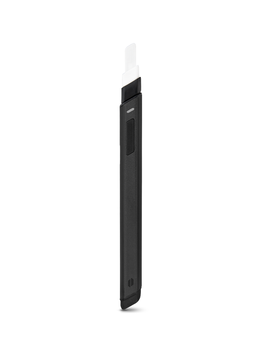 Front shot of Puffco black hot knife with white tip 