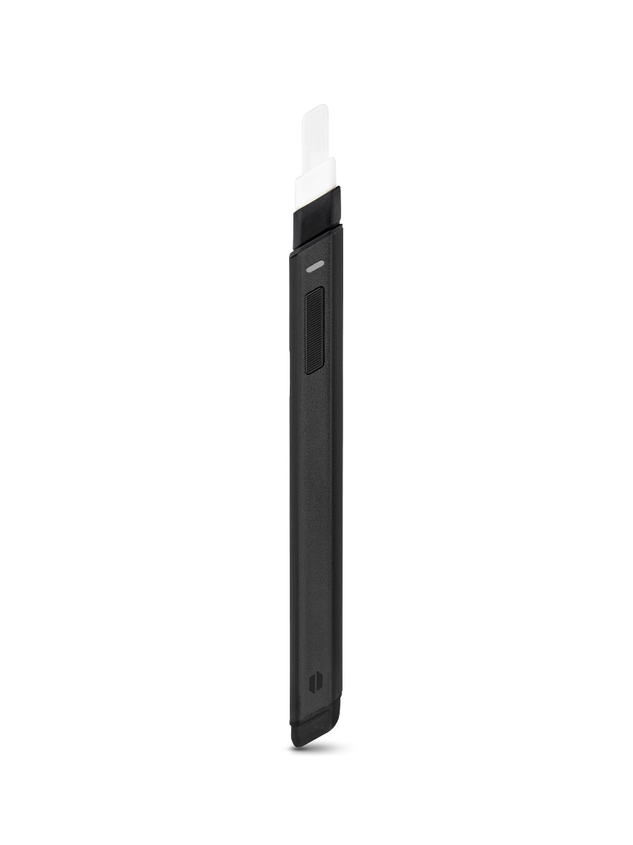 Puffco black dab hot knife against white background side angle
