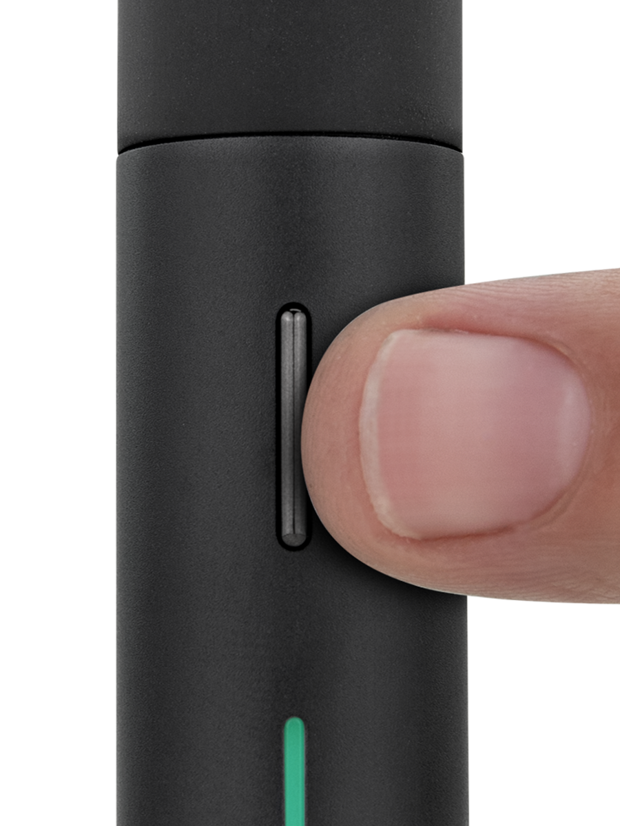Puffco Pivot detalle de botón único interfaz un solo click operación simple