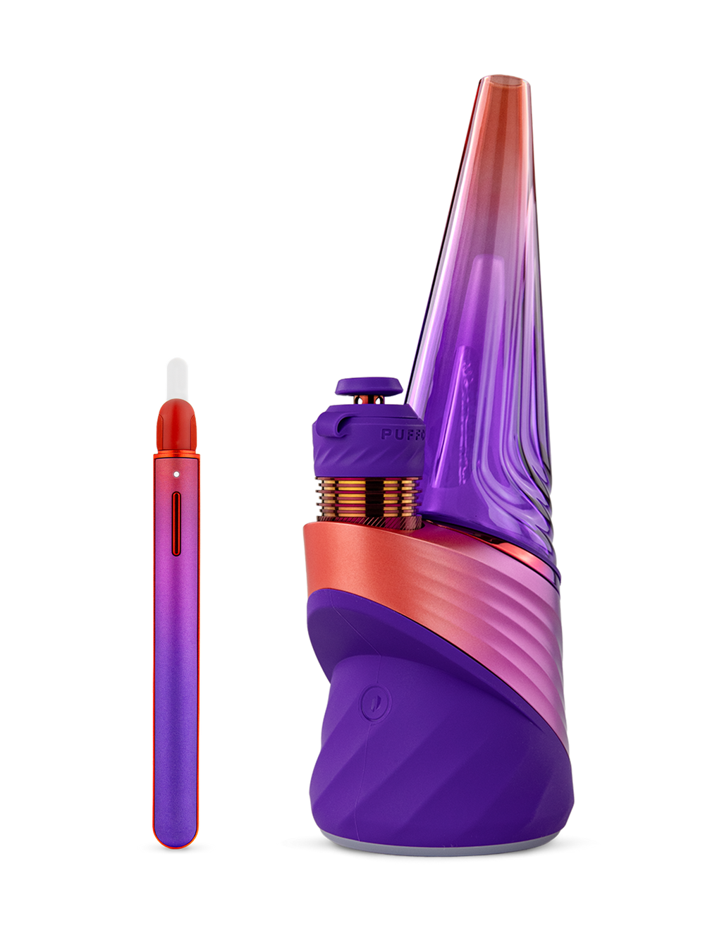 Peak Pro 3DXL + Hot Knife  |  Plasma edition dab rig and heated loading tool side by side in matching gradient