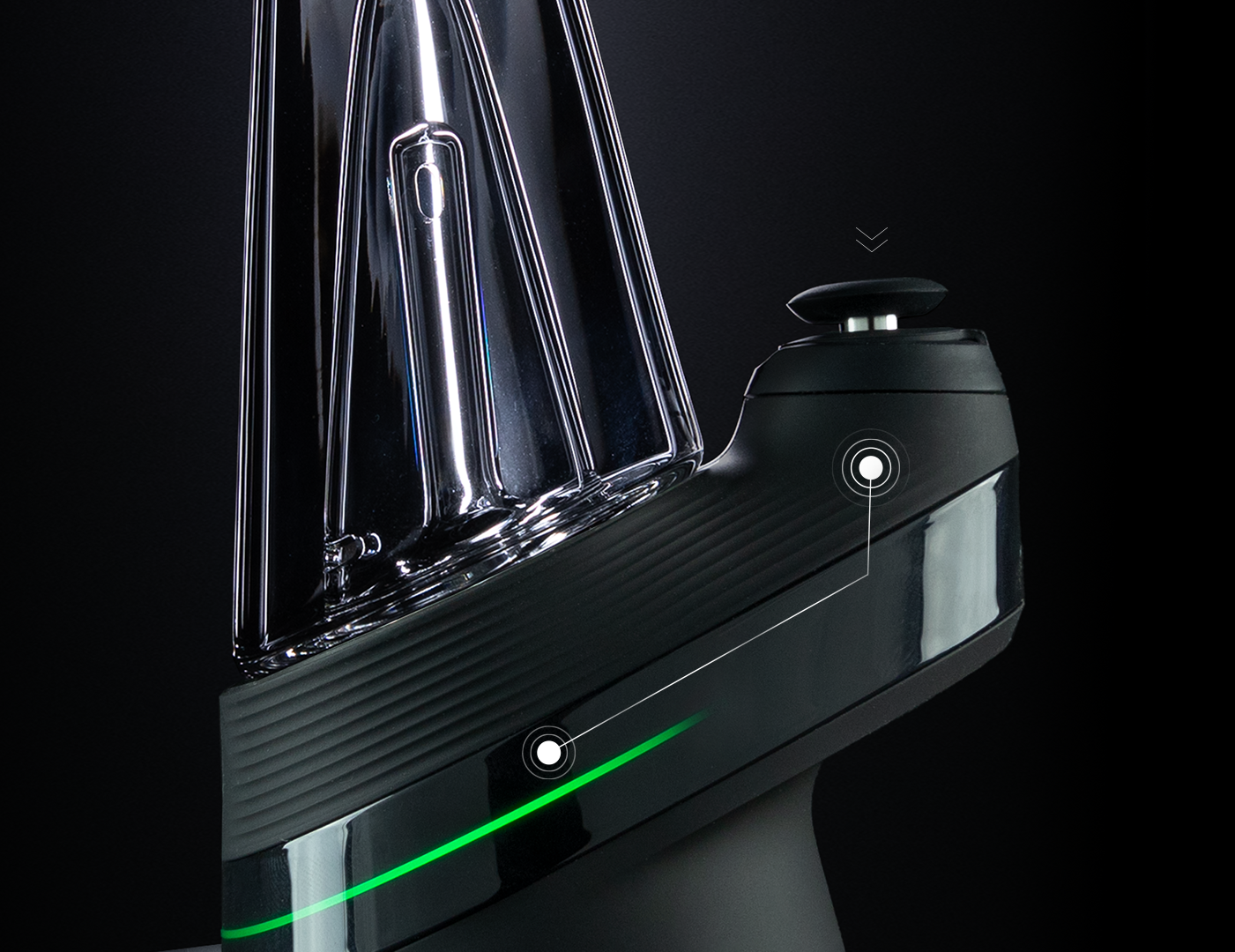 Puffco Peak Onyx 3D Chamber and joystick cap close-up