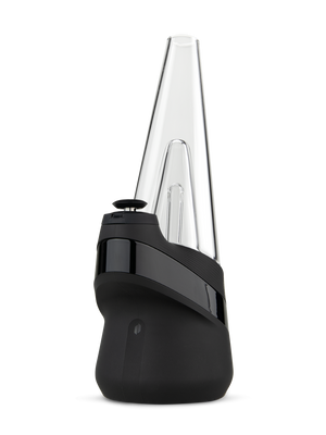 Puffco Peak black smart e rig against white background at a side angle
