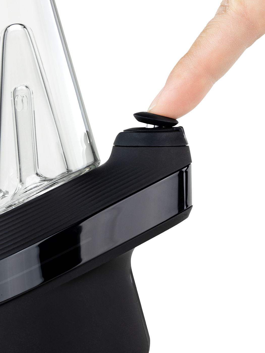 Finger pushing the joystick on the Peak electric dab rig
