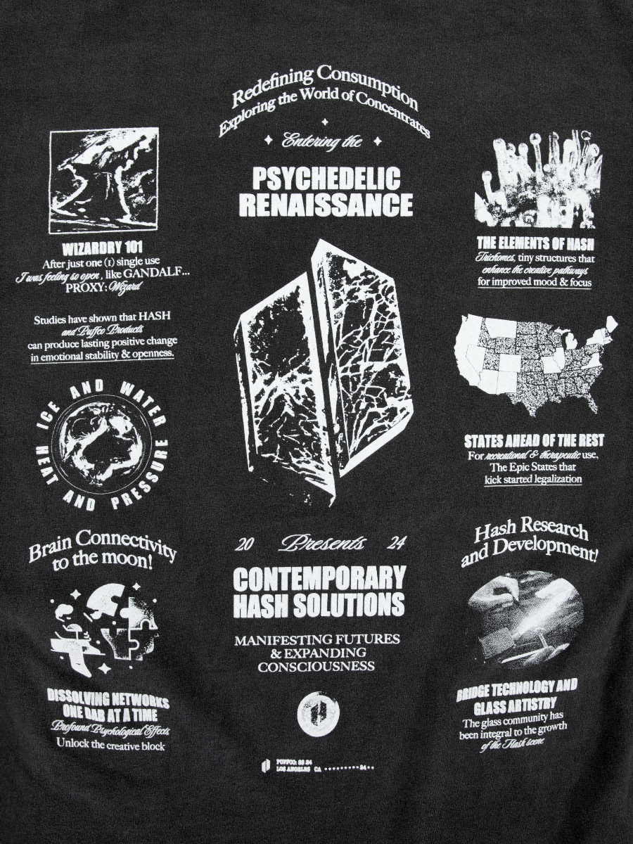 Close up of back of Puffco hash shirt
