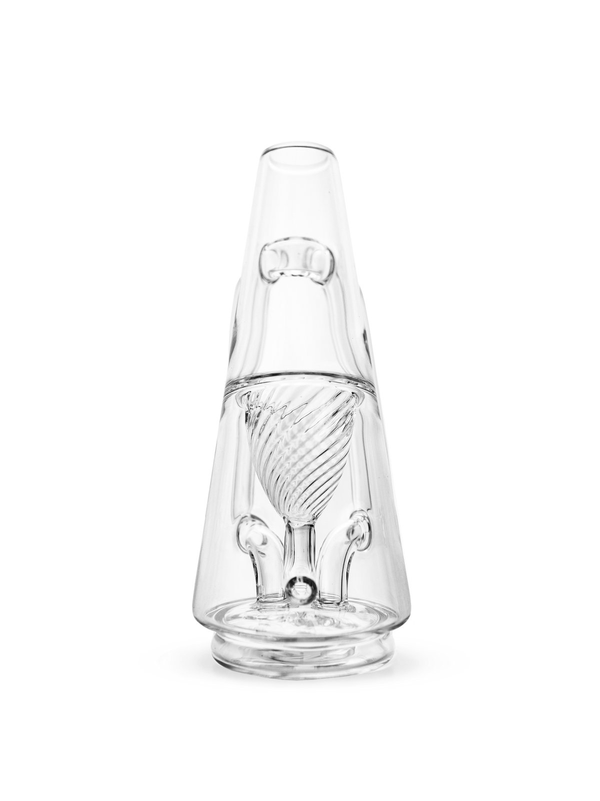 Clear Ryan Fitt recycler glass against white backdrop