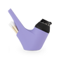  Side shot of purple Puffco Proxy silicone pipe with black base and cotton swabs in back compartment