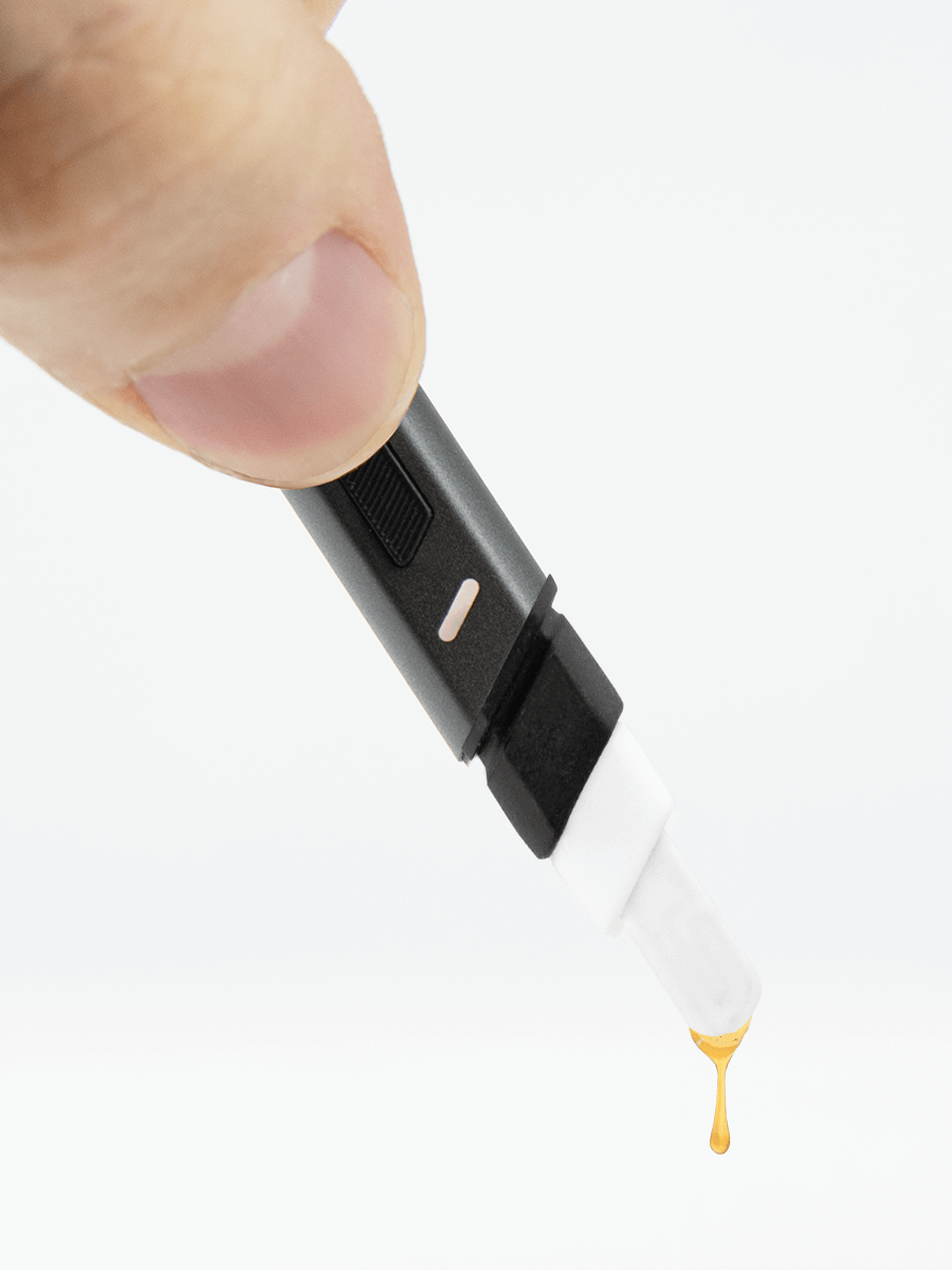 black electric dab tool knife with resin on tip
