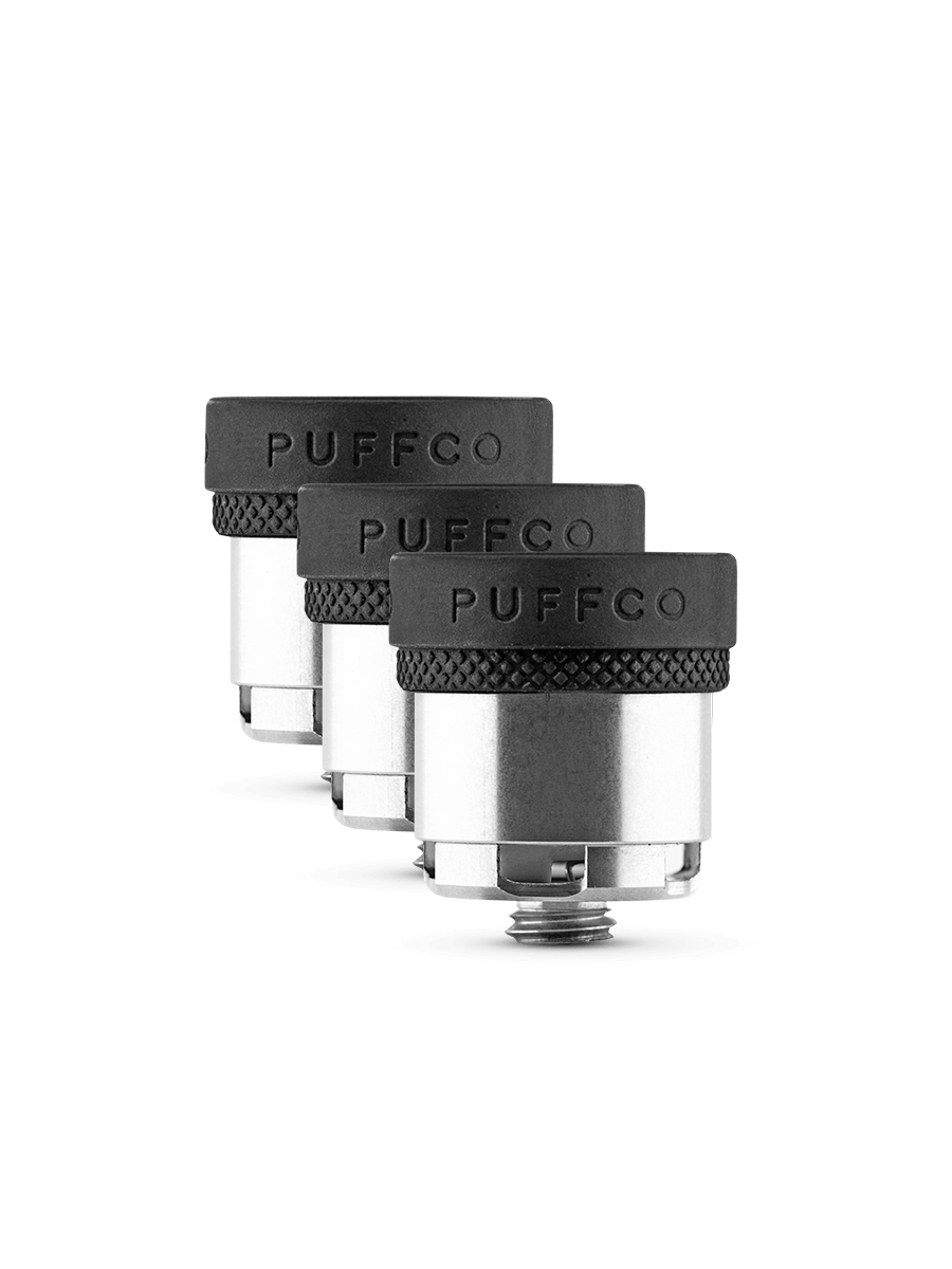3-pack of Puffco Peak atomizers lined up on an angle 