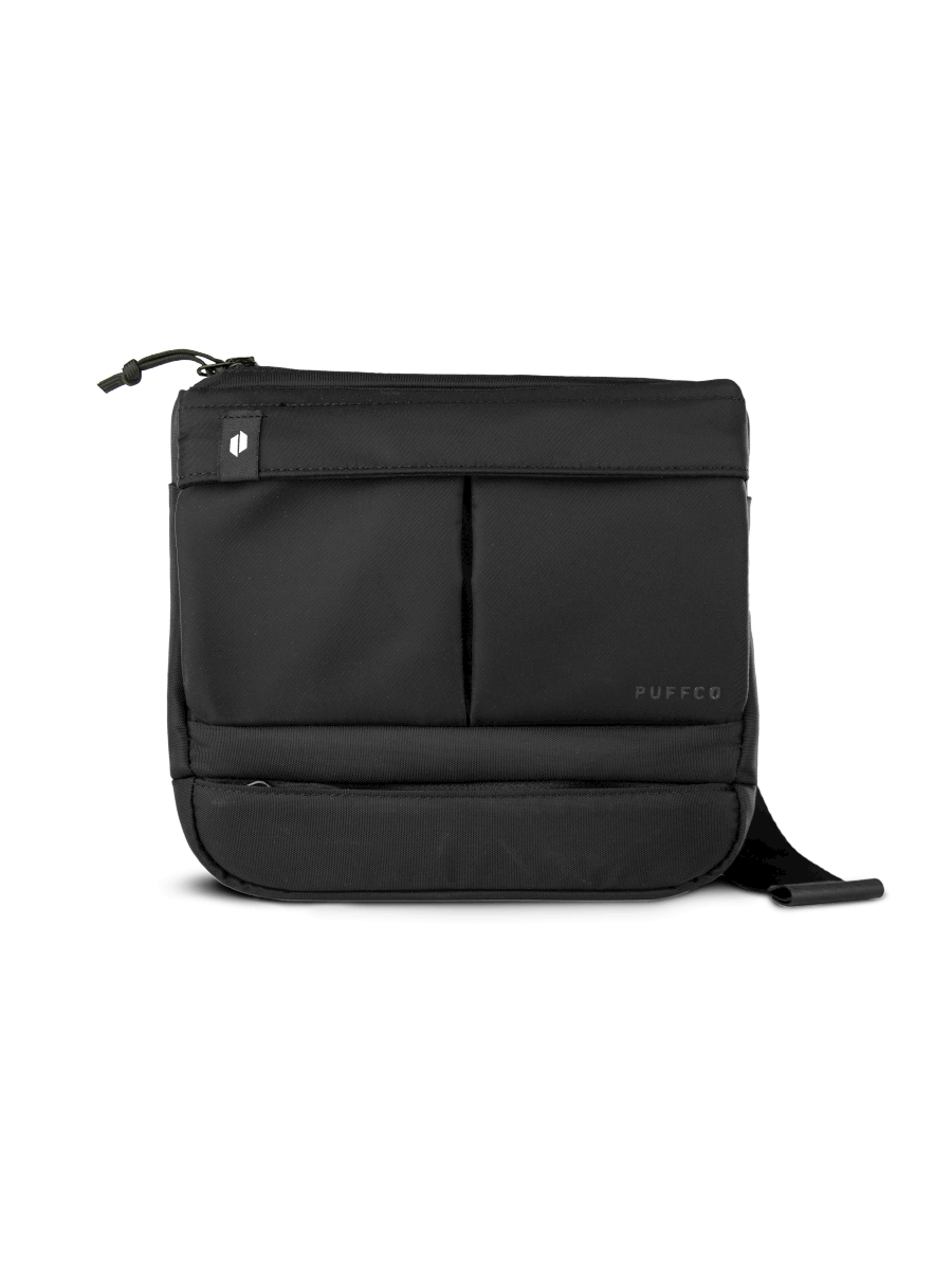 Front shot of Puffco black Proxy travel bag 